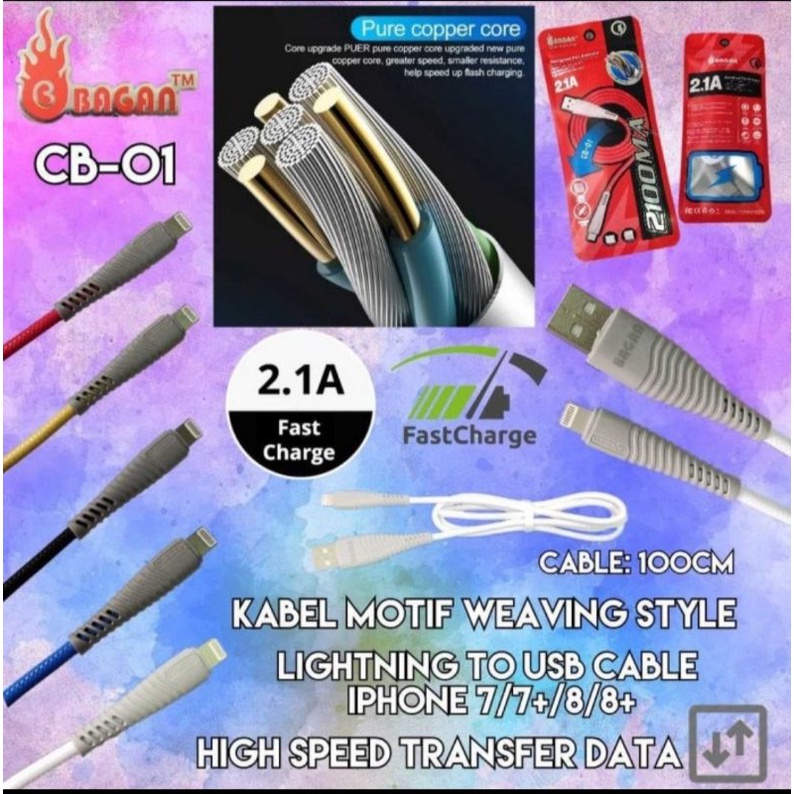Kabel Data Kabel cas BAGAN CB-01 Iphone lightning