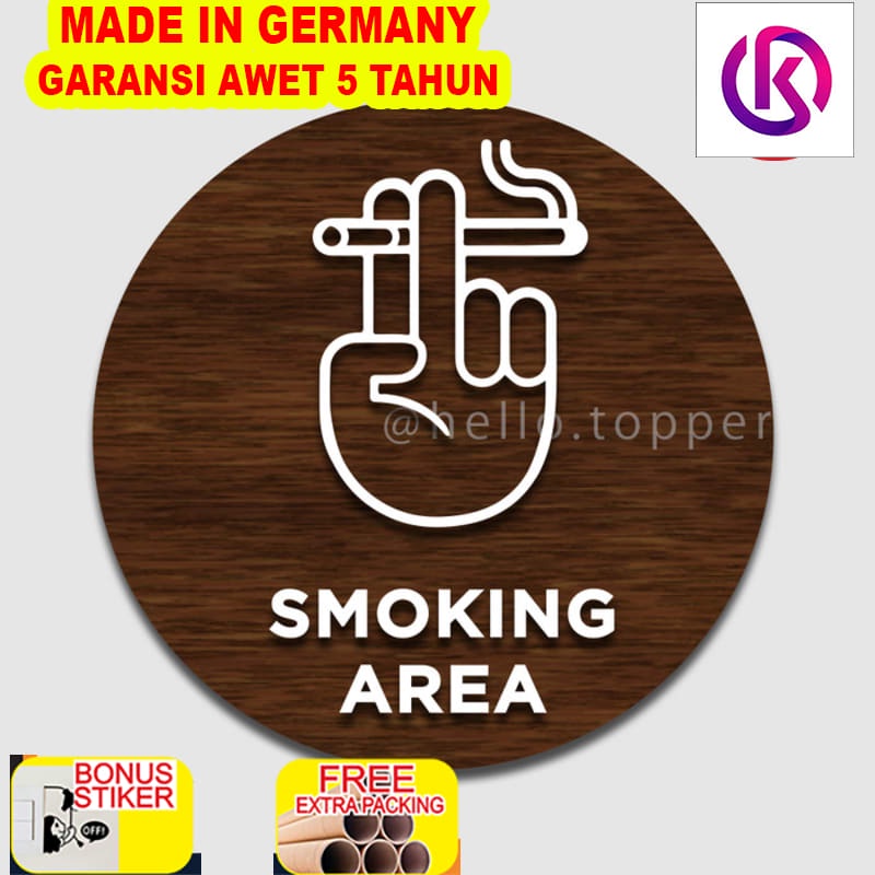 

Promo Sign Smoking Area Kayu Modern 20cm | Sign Board Area Merokok