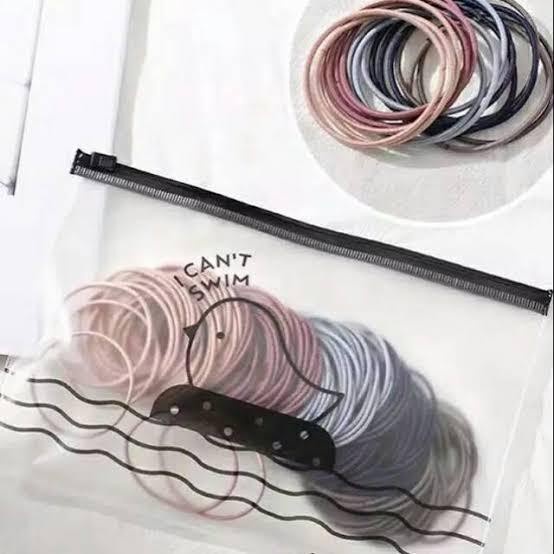 Kunciran Ikat Rambut Korea I Can Swim isi 100 pcs Warna Warni IR03 New