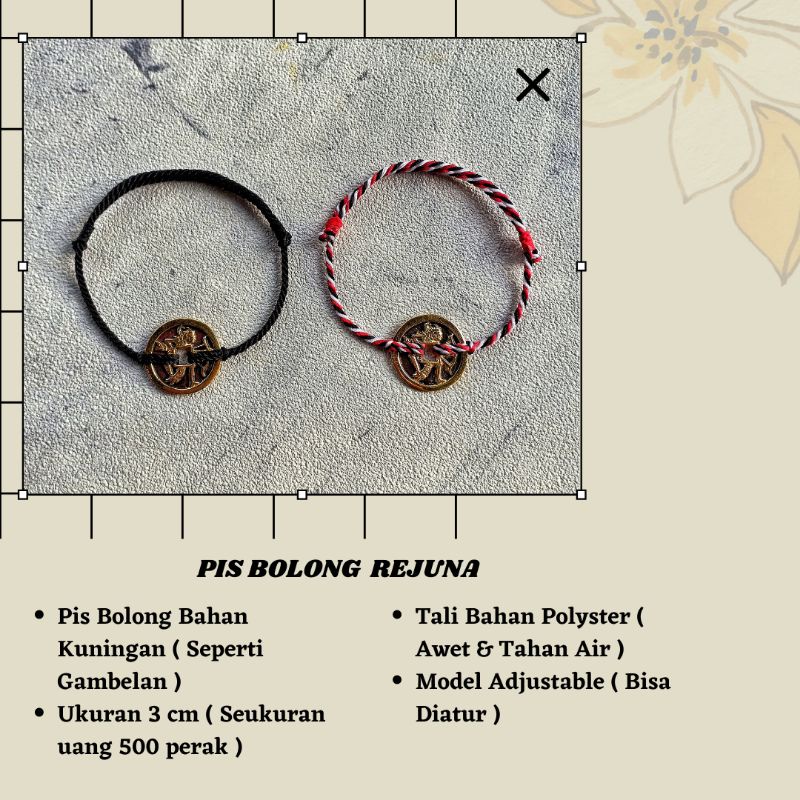 Gelang Tridatu Pis Bolong Arjuna / Rejuna / Pis Bolong Wayang Rerajahan /Gelang Pria / Gelang Pria Murah / Gelang Cowok / Gelang Tridatu Pasupati Bali / Craft Dewata