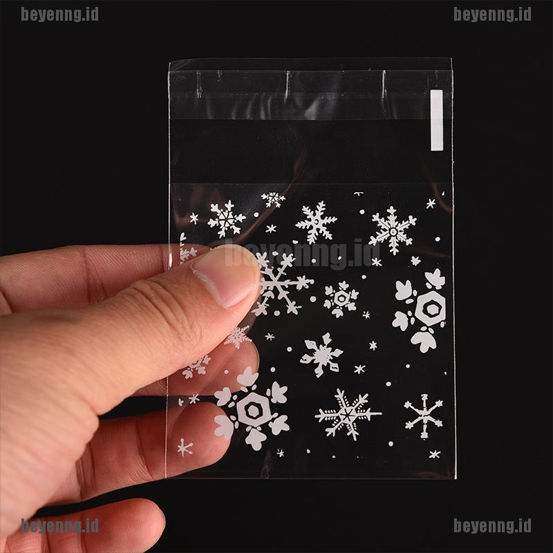 Bey 100Pcs Kantong Plastik Cellophane Motif Snowflake Untuk Tempat Biskuitpermenhadiah Natal