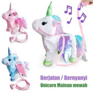 Mainan anak Unicorn musik kuda pony jalan goyang pink ...