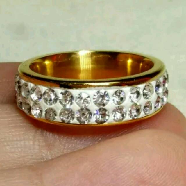 A26. 3,40gr Size:5 1/4 Cincin CZ Campuran Emas. Cubic Zircon Diamond Gold Filled 14K Ring Jewelery