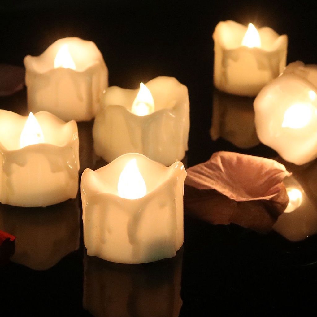 1pc Lampu Led Bentuk Lilin Tanpa Api Dengan Baterai Untuk Dekorasi Natal