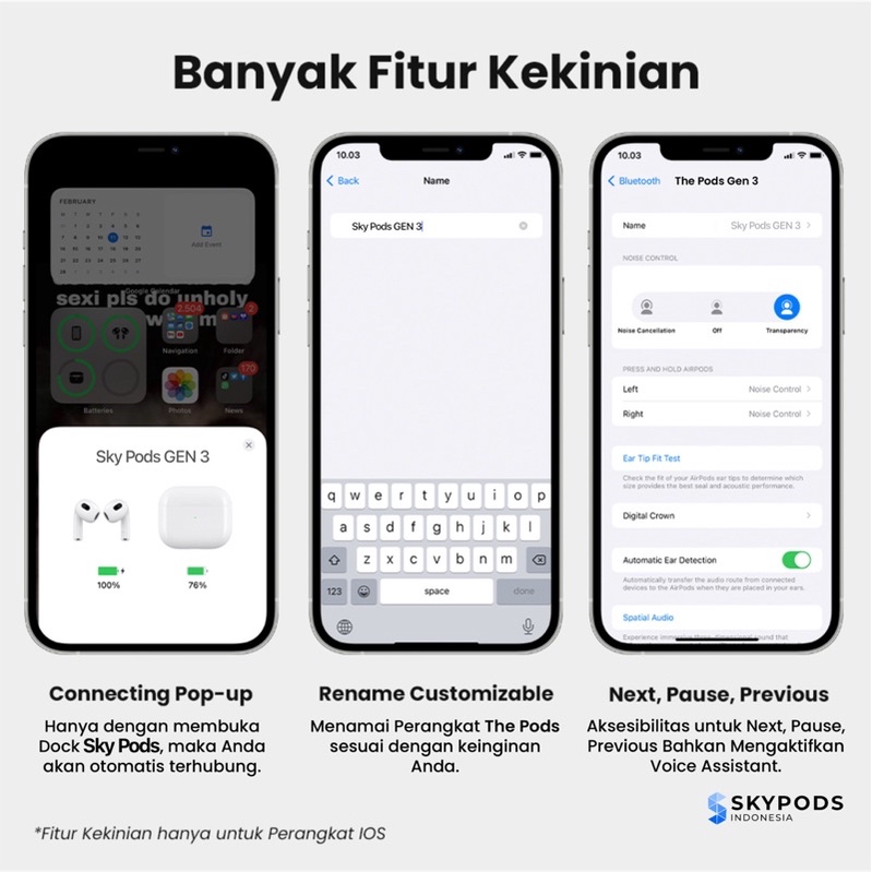 Sky Pods Gen 3 Final Upgrade Bluetooth Wireless IMEI Detectable by Skypods Indonesia-2