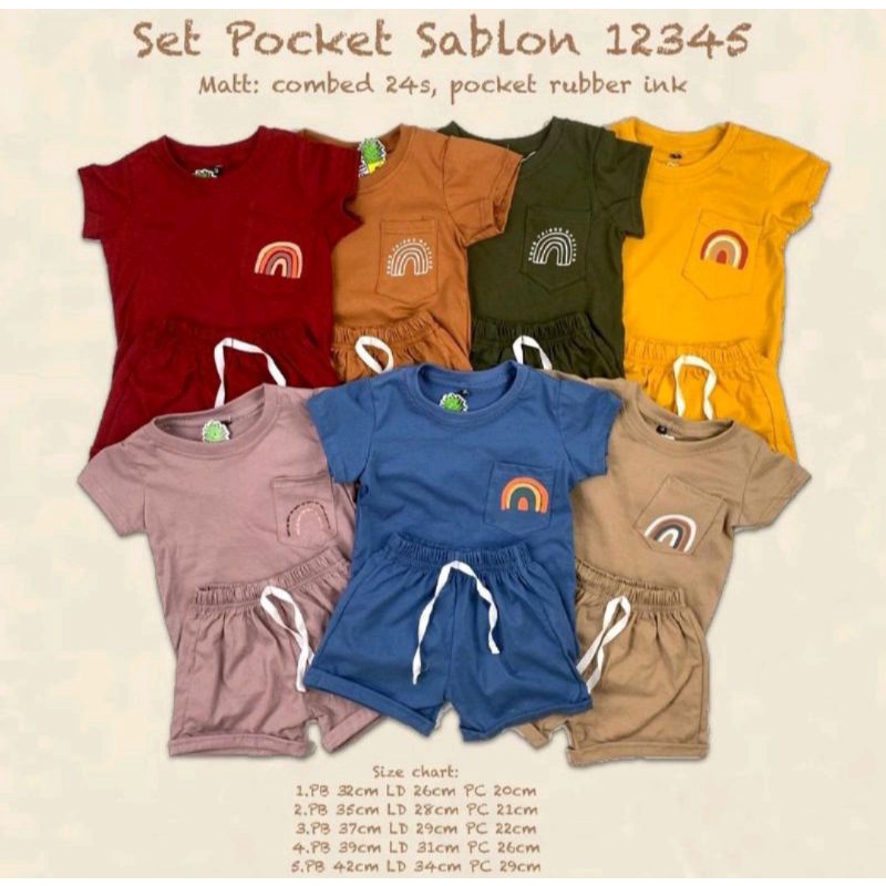 Setelan pocket sablon pineapple kids