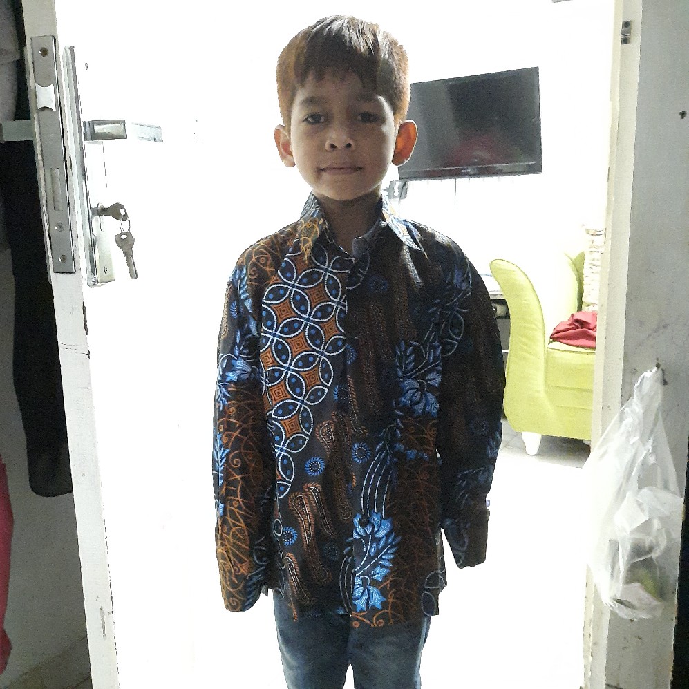Batik Ayah Couple Anak Cowok Seno Biru Terbaru Original