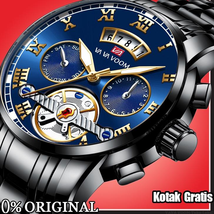 594AEP VaVa Voom 2453 Jam Tangan Pria Luxury Stainless Steel Tanggal Quartz Original Tahan Air Watch