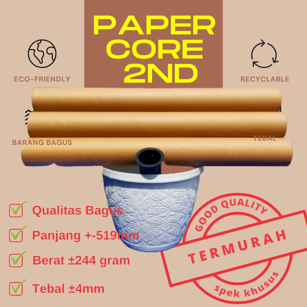 PAPER CORE TEBAL 50 52 cm Tabung Kertas Kardus Selongsong BOBIN CONES