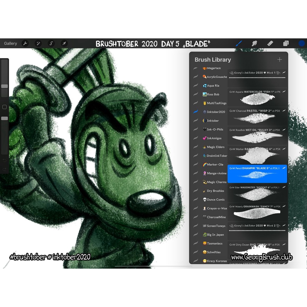 Procreate Brush - 47 Brushes for Inktober 2020