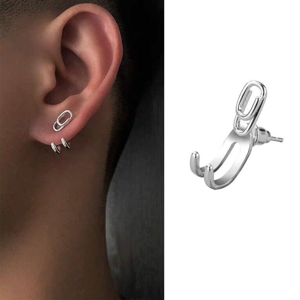 NEEDWAY Pin Stud Earrings Kreatif Vintage Punk Safety U-shaped Gaya Korea