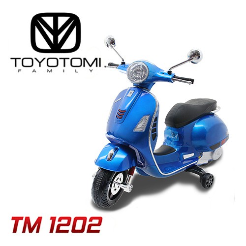 Instan Motor Aki Mainan Anak Toyotomi Family TM 1202 Vespa 6V 7 AH Garansi Termurah Murah SNI-Blue