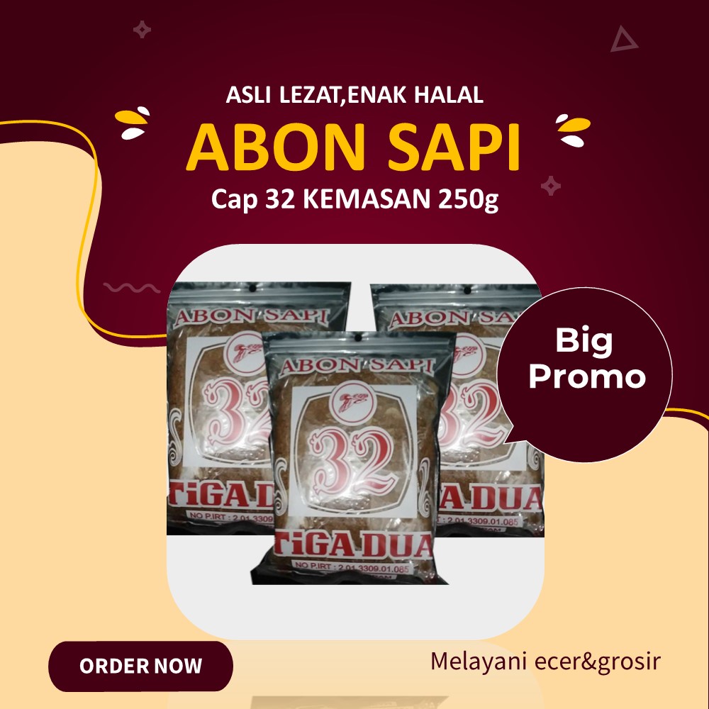 

Abon Sapi Asli Halal Super Cap 32 kemasan 250 gram Boyolali