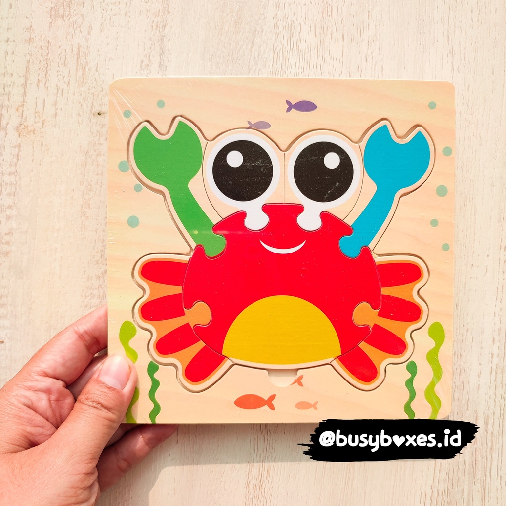 [busyboxes.id] Mainan Edukasi Montessori Preschool Puzzle Kayu Wooden Toys Bentuk Kepiting