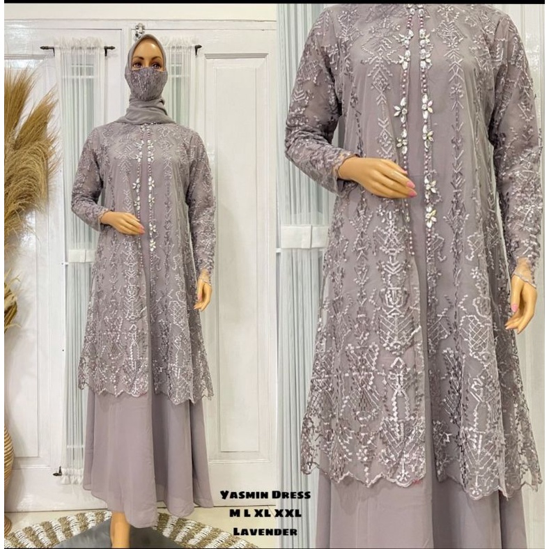 Fashion muslim gamis yasmin//gamis pesta.modern//gamis muslim//gamis lebaran terlariss