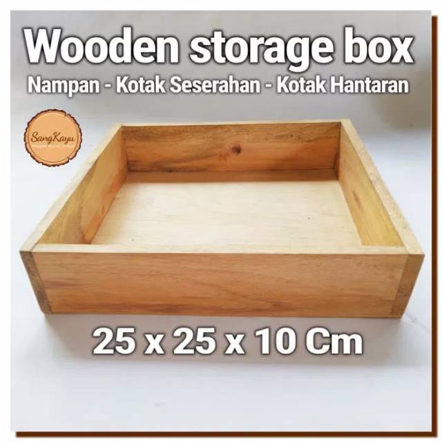 Wooden storage box 25x25x10Cm Nampan kotak seserahan kayu hantaran