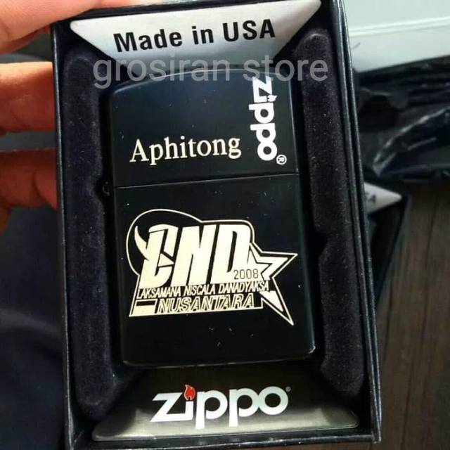 Zippo LND nusantara hitam custom logo tulisan ukir grafir bisa pake nama sendiri