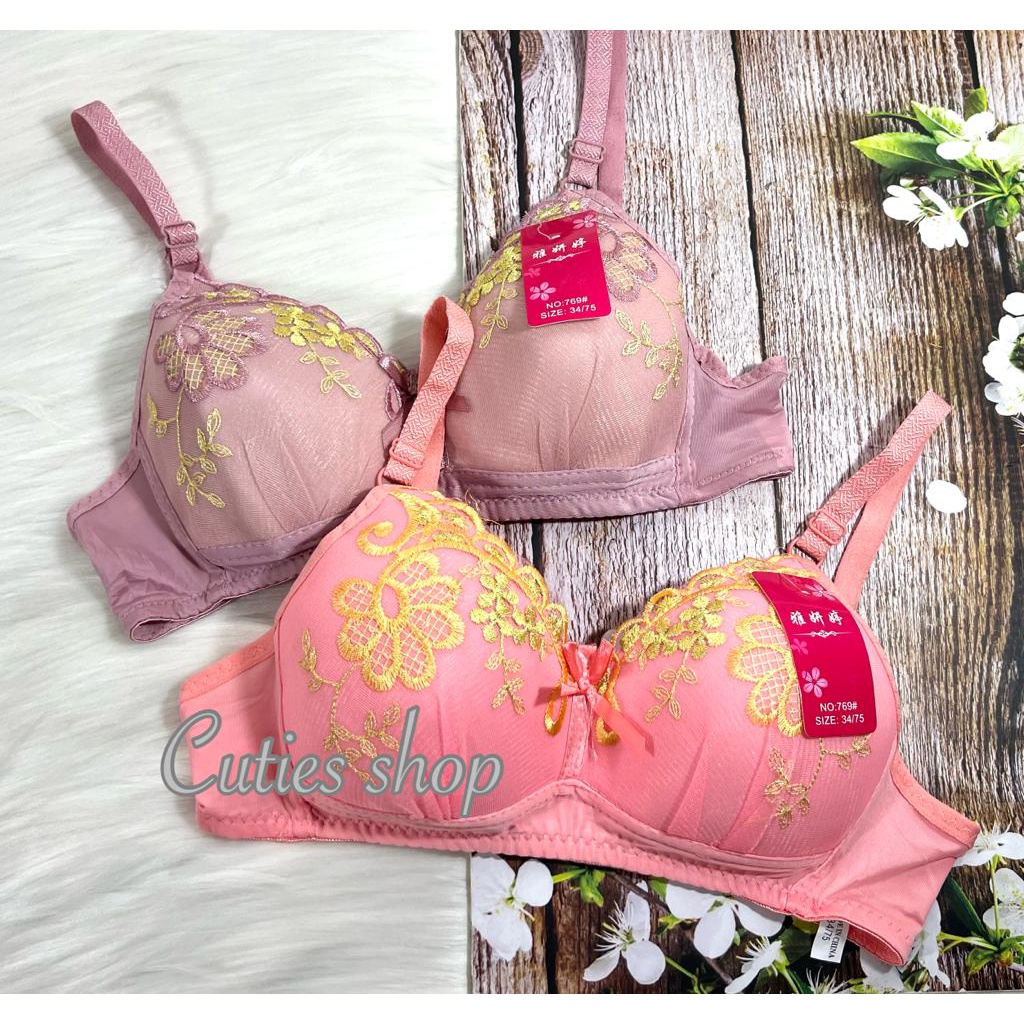 BRA MOTIF BUNGA NON KAWAT BUSA TIPIS IMPORT