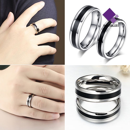 Cincin Bahan Stainless Steel Warna Hitam Untuk Pria Dan Wanita