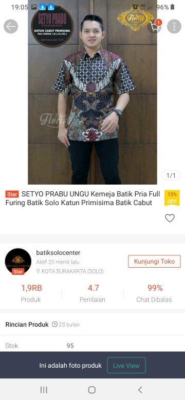 Setyo Prabu Ungu Kemeja Batik Pria Full Furing Batik Solo Katun Primisima Batik Cabut