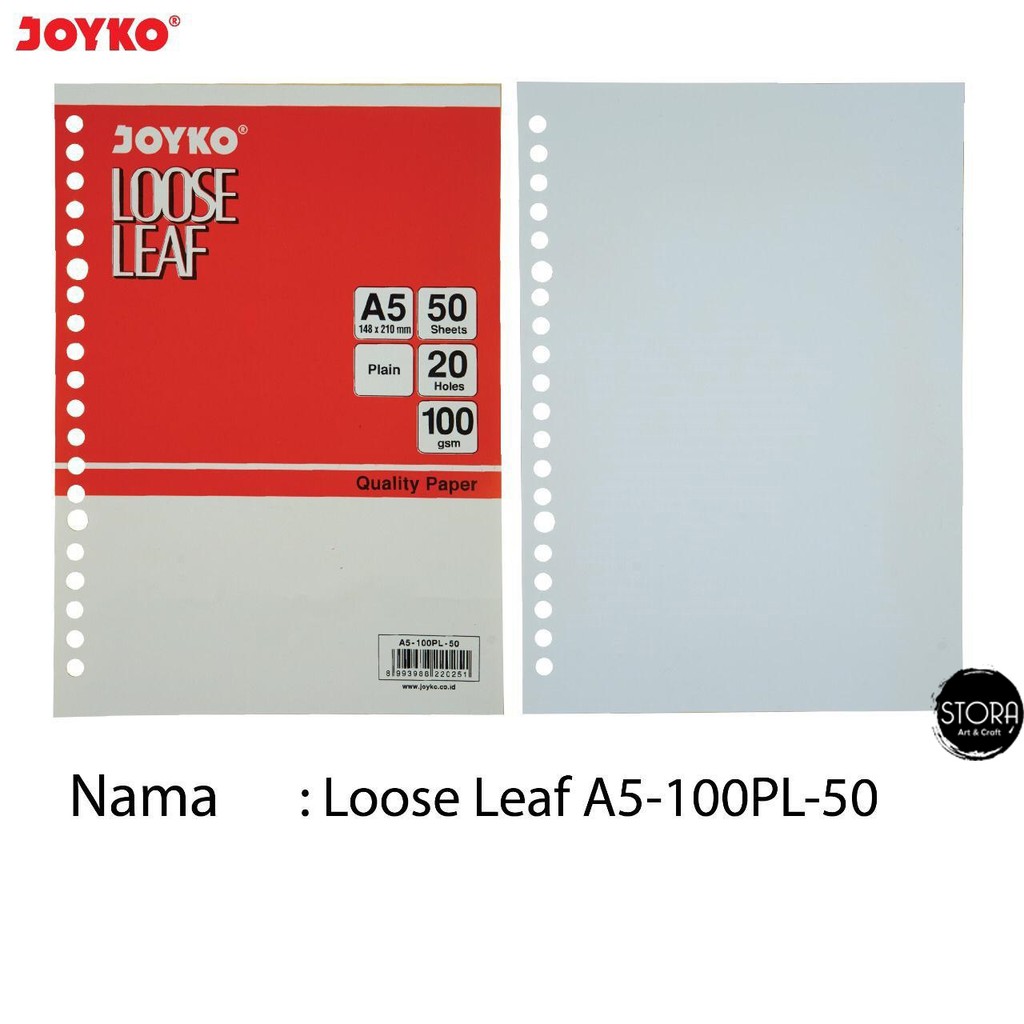 

Kertas Binder Joyko Loose Leaf Polos A5 50 Sheet 100Gsm Plain 20 Holes