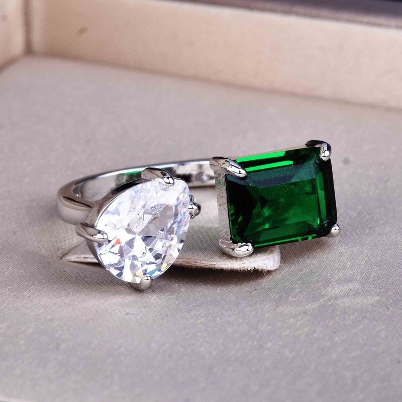 INS Cool Style Advanced Custom Natural Emerald Ring