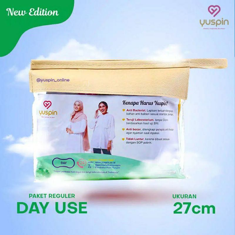 pembalut kain yuspin Day use 27cm/isi 6pcs/pembalut hemat dan sehat