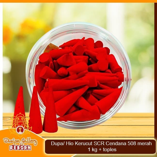 Dupa/ Hio Wangi Harum Kerucut SCR Cendana 508 merah 1 kg + toples