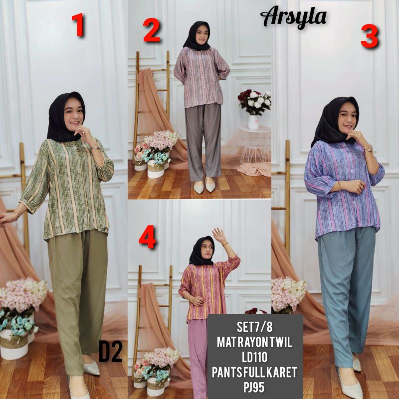 SET ALEA BY ARSYLA KOMBINASI//SETELAN ARSYLA RAYON TWILL//ONE SET MAMA ROSSA//SETCEL ANDIN