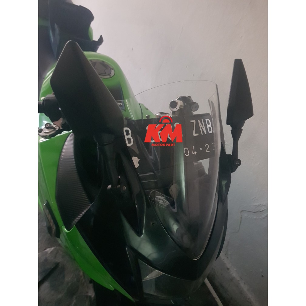 Visor Windshield Ninja 250 Karbu Hitam dan Bening Jenong Murah Tebal 3 mm Bahan Mika Akrilik