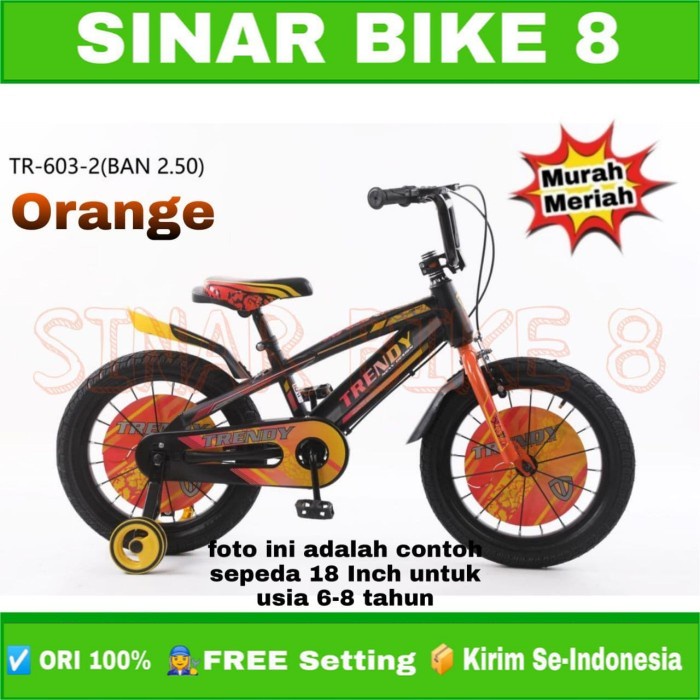 Sepeda Anak Laki Ukuran 12 16 18 Inch 730  Ban 3.0 Ban Pompa TRENDY TR 603- 2 Ban Jumbo 2.50