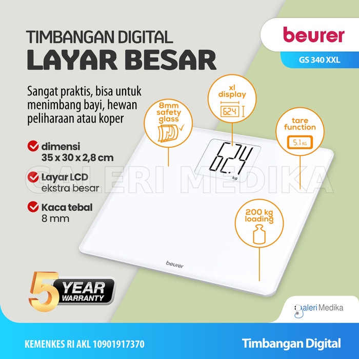 Timbangan Digital Beurer Gs 340 Xxl Dengan Layar Ekstra Besar #98