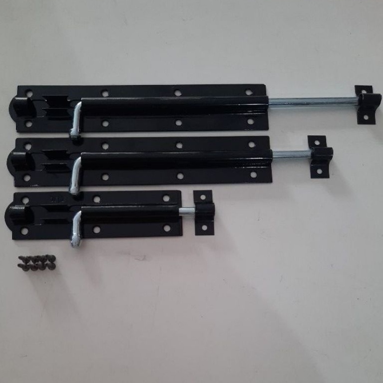 Slot pintu plat double tebal hitam 3 ukuran selot pintu kunci slot kunci pintu gudang grendel pintu 