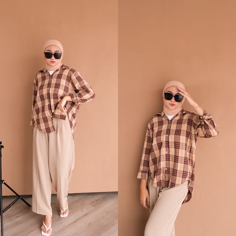 BEFAST - ZEC OOTD Wanita kemeja NANI / Sunday Flanel Shirt / Kemeja Wanita Kekinain / Kemeja Casual Wanita / Kemeja Bahan Flanel / Kemeja Modis