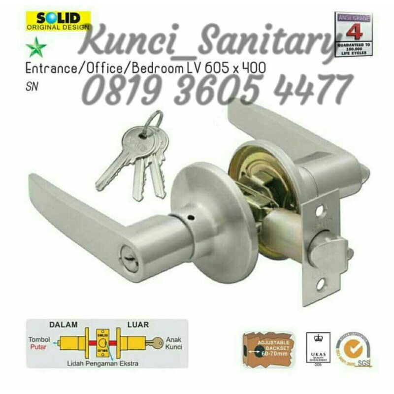 Kunci Pintu Kamar Mandi Solid LV 605 x 400 / Kunci Entrance Solid