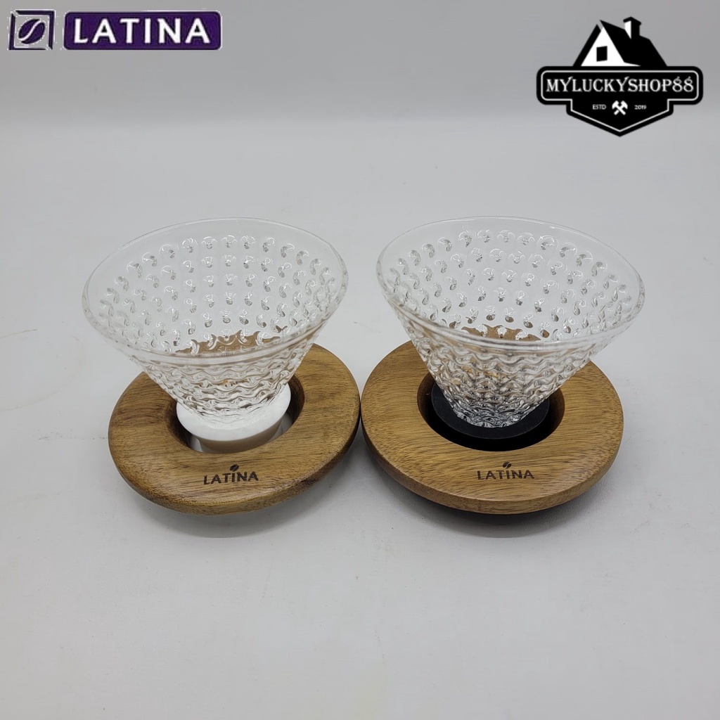 Latina Anona V60 01 Glass Strawberry Coffee Dripper Kaca 1-2 Cups Kayu