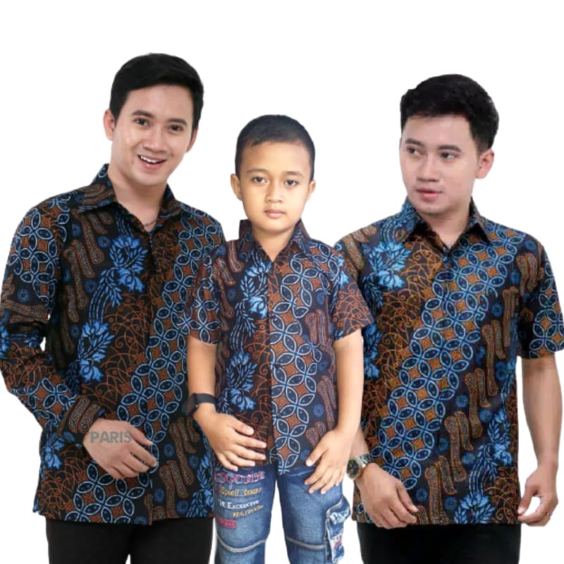 KEMEJA HEM BATIK PRIA COUPEL AYAH ANAK MOTIF SENOBIRU