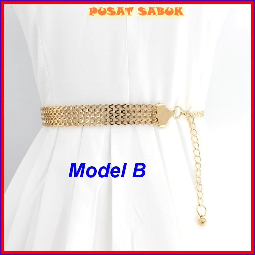 Sabuk Gesper Rantai Wanita Ikat Pinggang Belt Fashion Korea Cewek Obi GOLD Emas Rante Gasper Ring Kekinian Murah