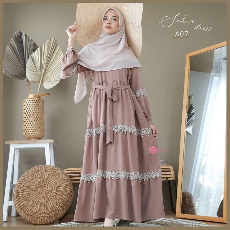 GAMIS TERBARU PAKAIAN MUSLIM WANITA/GAMIS FULL RENDA/SAHNA DRESS/MUSLIM FASHION/