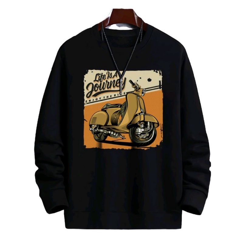 SWEATER CREWNECK VESPA LIF IS A JOURNEY KEREN