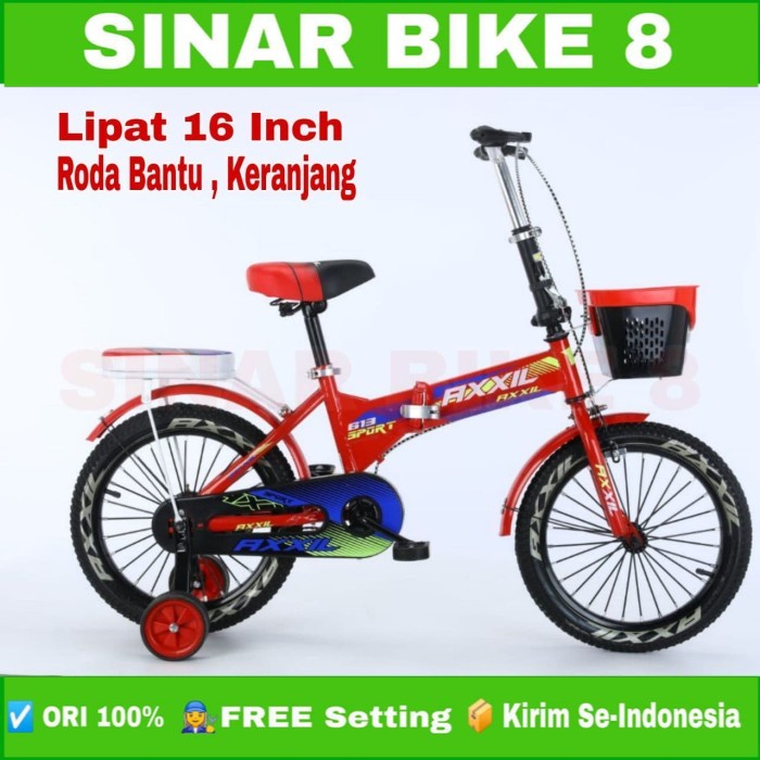 Sepeda Lipat Anak AXXIL Keranjang Ukuran 16 Inch Roda 4 Termurah