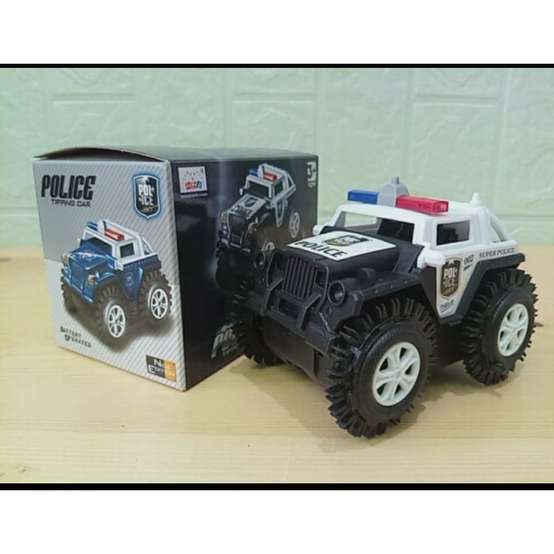 Mainan Mobil Jeep Polisi Mobil Jungkir Balik - Putih Hitam