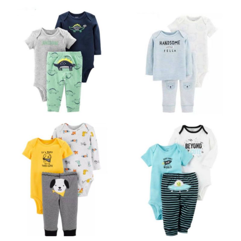 Baju Setelan Bayi Celana Panjang Jumper Baby Boy Cowok Laki-Laki 6 9 Bulan 1 2 Tahun 3in1