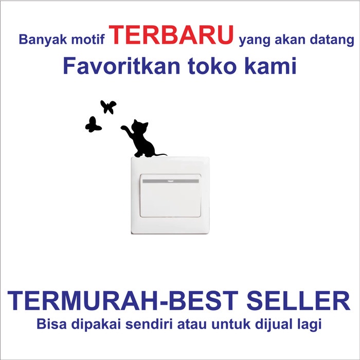 STIKER SAKLAR LAMPU RUMAH DEKORASI WALL PAPER STICKER FRAME DINDING - Kucing kupu2