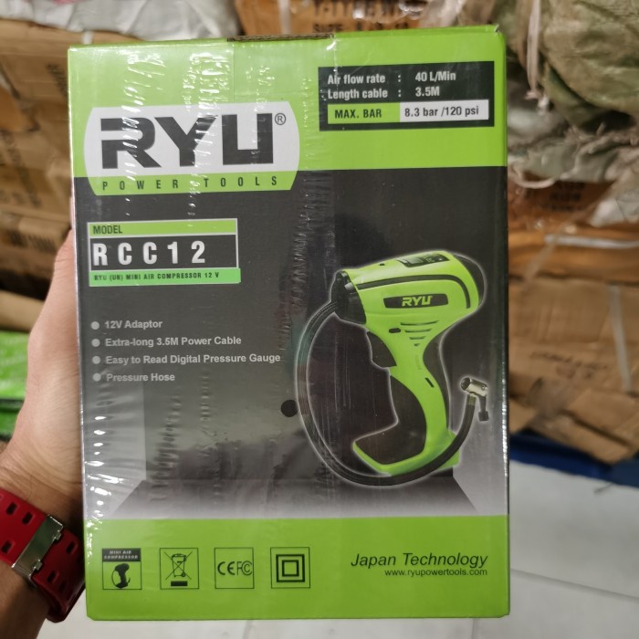 Mesin Pompa Angin Ban Mini Digital RCC 12 Air Kompresor RYU RCC12