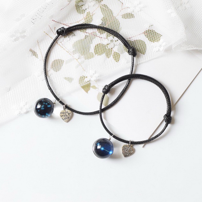 Gelang Tenunan Tangan adjustable Desain 12 Rasi Bintang Dan Tulisan love Untuk Pria Dan Wanita