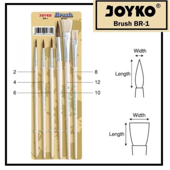 

(6pcs) Brush Set Joyko BR 1 / Kuas Lukis Joyko / Kuas Cat Mewarnai