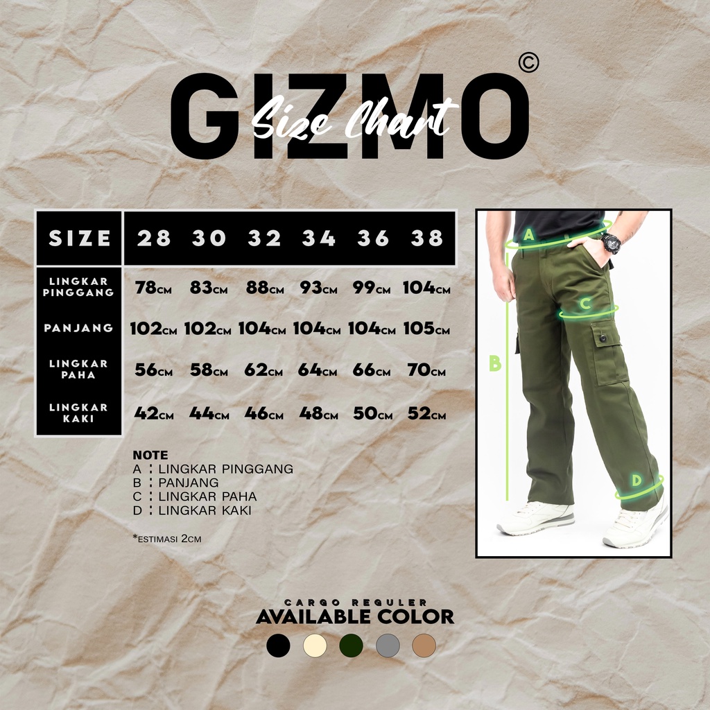 Gizmo Celana Cargo Panjang Reguler Green Army