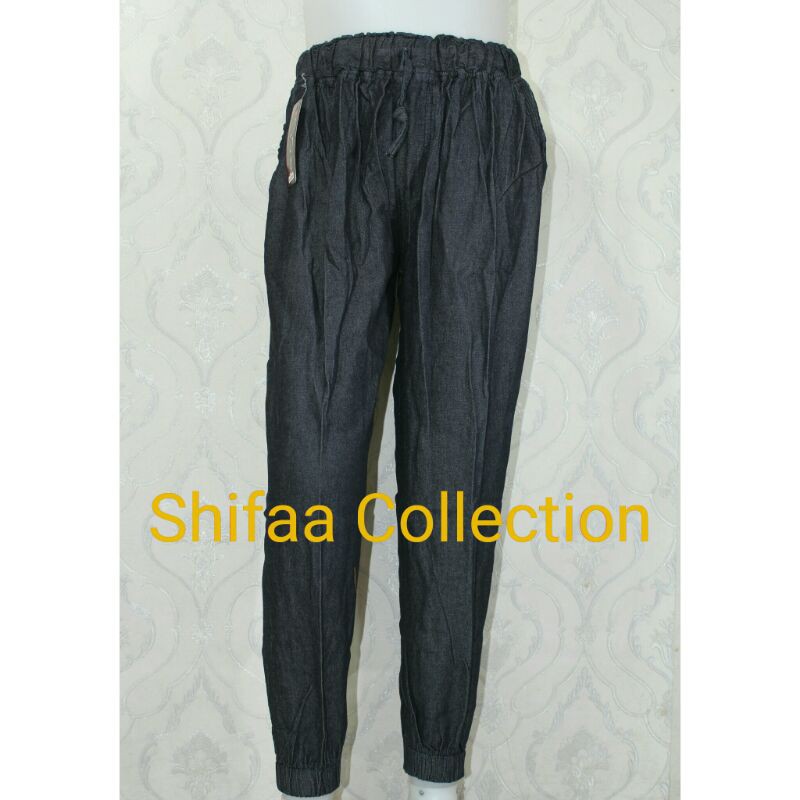 Celana Joger Jeans Panjang Wanita Bahan Soft Jeans , Ukuran Standar (BB 40-60 kg) dan Jumbo (BB 60-80 kg)