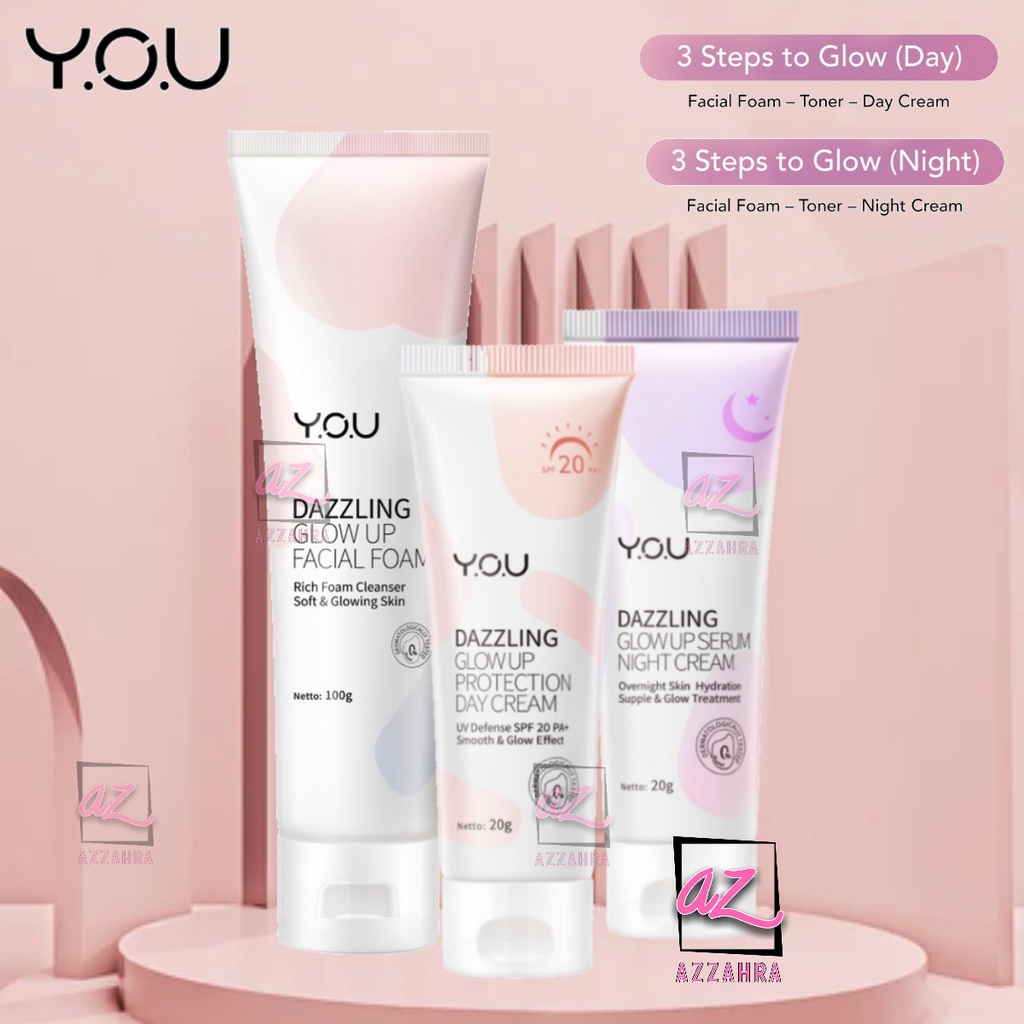 YOU Dazzling Paket Day Cream 20gr + Night Cream 20gr + Facial Foam - 3pcs